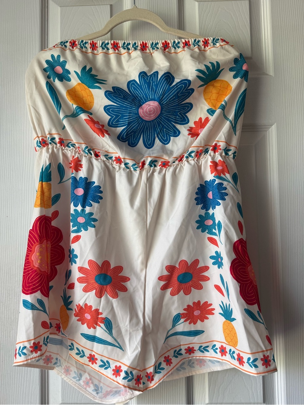 Floral Pineapple Print Strapless Romper NWT XL
